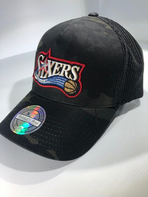 Mitchell & Ness Philadelphia 76Ers NBA Team Digi Camo Hardwood Classic  Snapback Hat, MITCHELL & NESS HATS, CAPS