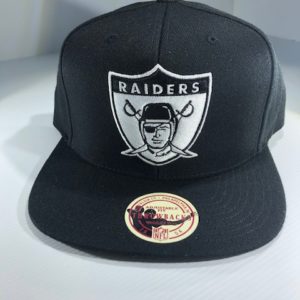 Mitchell & Ness NFL Oakland Raiders All Black & White Logo High Crown Snapback OSFA